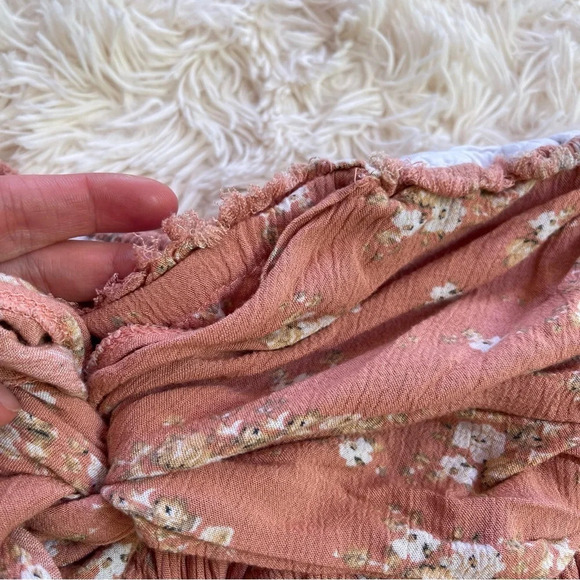 Agua Bendita mini strapless Dress smocked back flower print dust pink size L - Picture 4 of 11